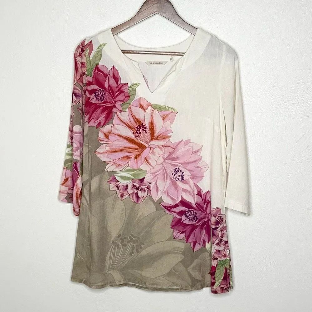 Soft Surroundings V Neck Floral Tunic - Women’s US XS